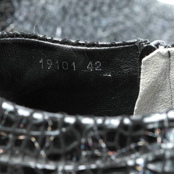 Ron White Leather Patent Ankle Shoe Shootie Black Reptile Eyelash Holographic 42 - Picture 4 of 13